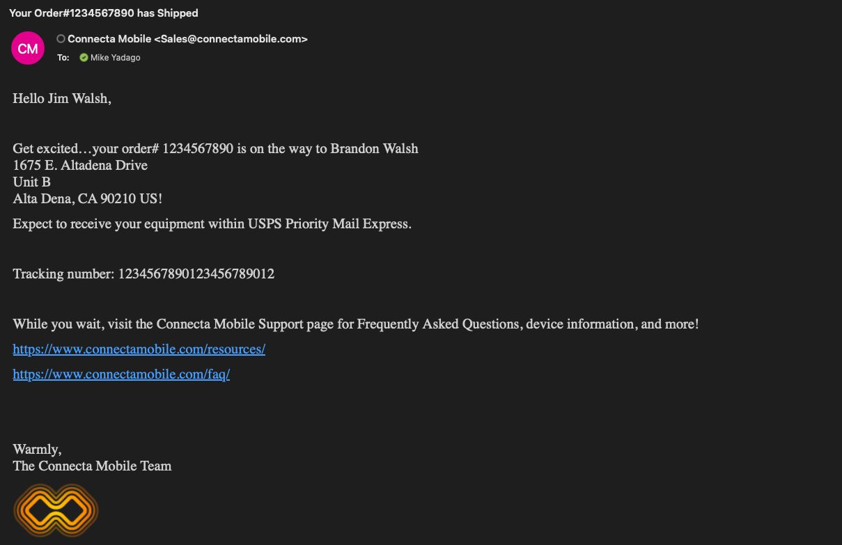 Order Process Screenshot
